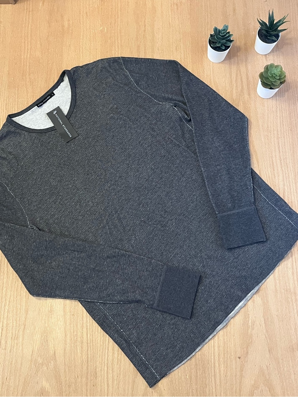 NWT National Standard Men’s Mesh Cotton Thermal Long Sleeve Crew Neck Shirt